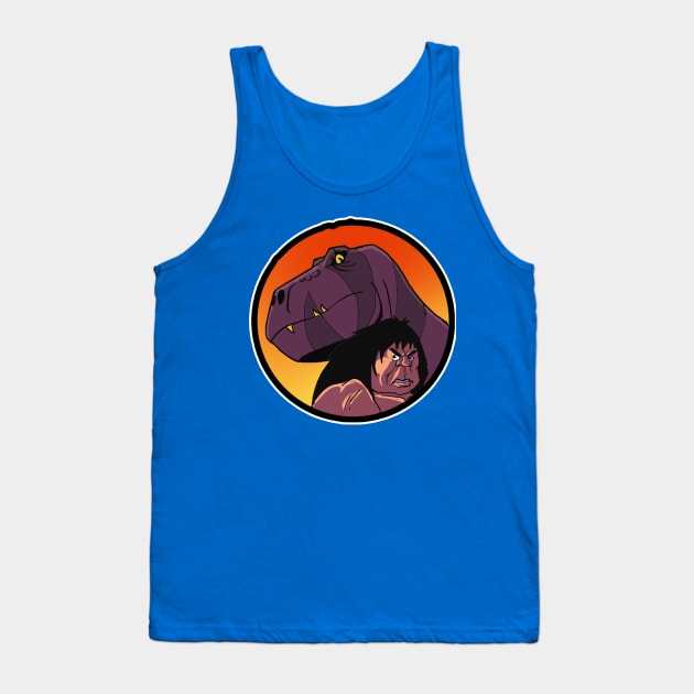 Dino and Cave Man Tank Top by Biomek